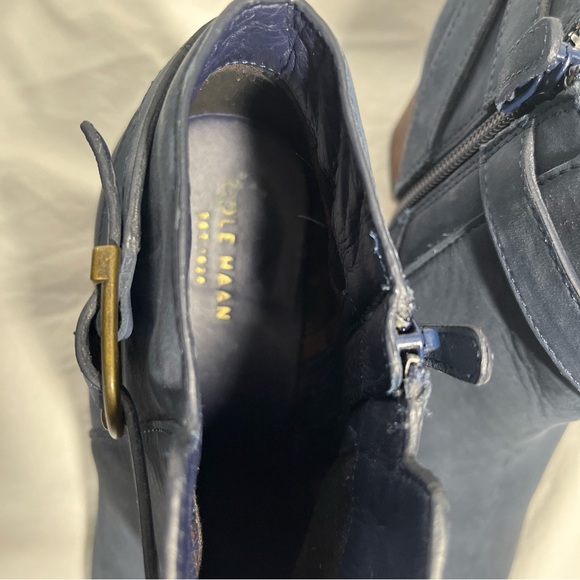 Cole Haan Cassidy Block Heel Bootie Blue Nubuck Leather Ankle Boot Size 8.5 Zip - Picture 7 of 7
